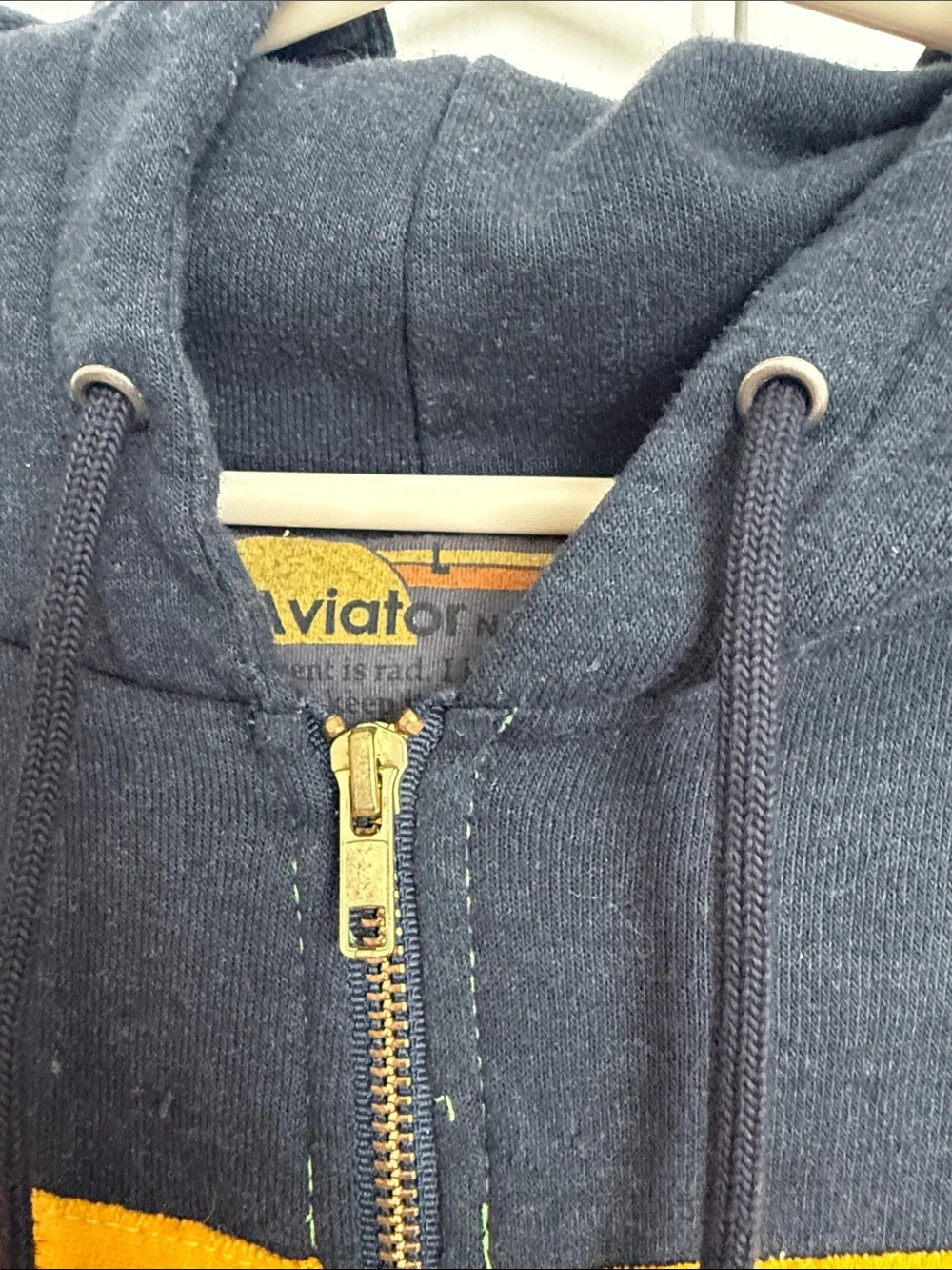 Men’s aviator nation Charcoal Zip Hoodie with Rainbow Chest Stripes